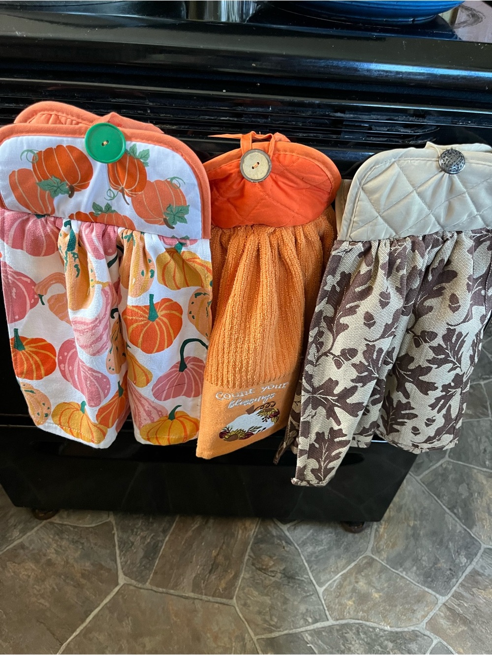Set of three Hanging Kitchen Towel Set - Orange